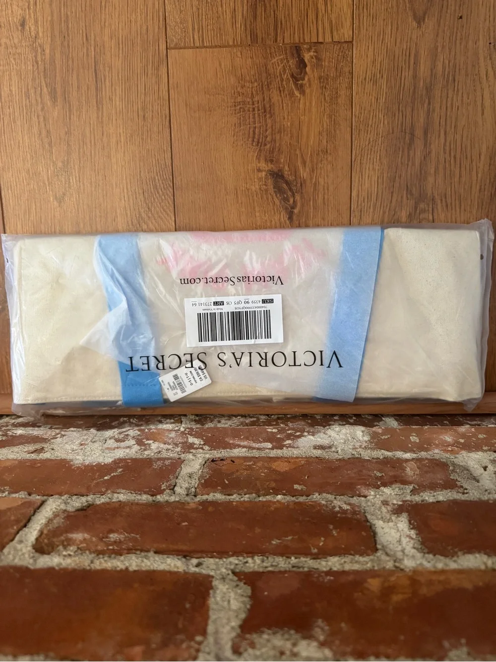 PINK Victoria's Secret 1986 Canvas Tote Bag in Beige and Blue